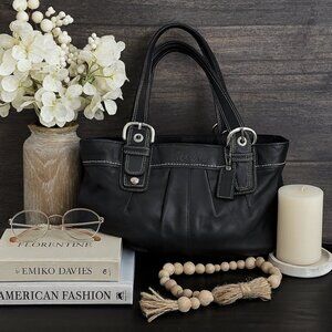 Coach Black Leather Tote Handbag F13732